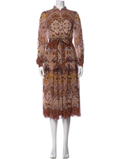 Pre-owned Cara Cara Paisley Print Midi Length Dress In Neutral