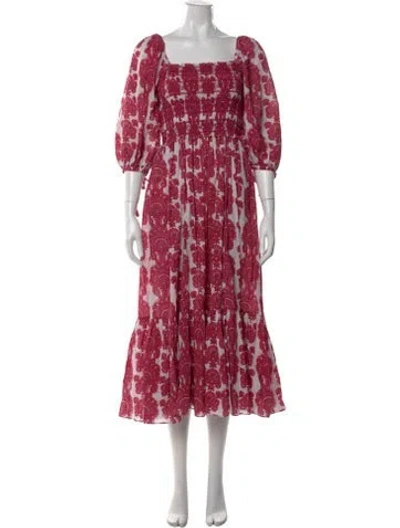 Pre-owned Cara Cara Paisley Print Midi Length Dress In Red