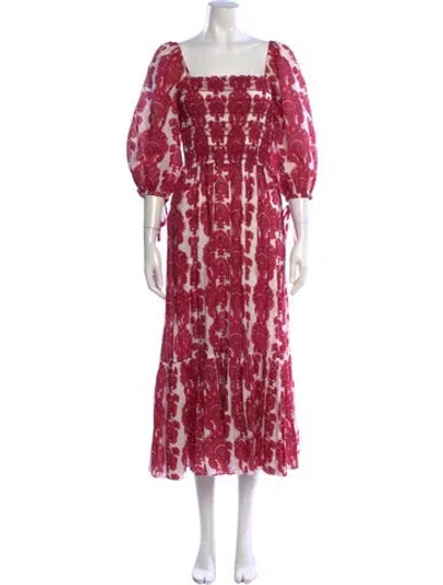 Pre-owned Cara Cara Paisley Print Midi Length Dress In Red