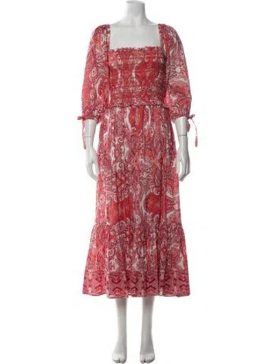Pre-owned Cara Cara Paisley Print Midi Length Dress In Red