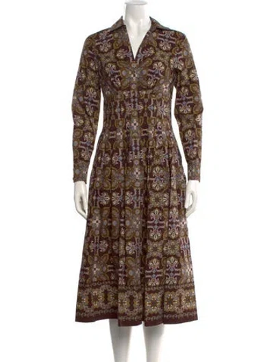 Pre-owned Cara Cara Paisley Print Midi Length Dress W/ Tags In Brown