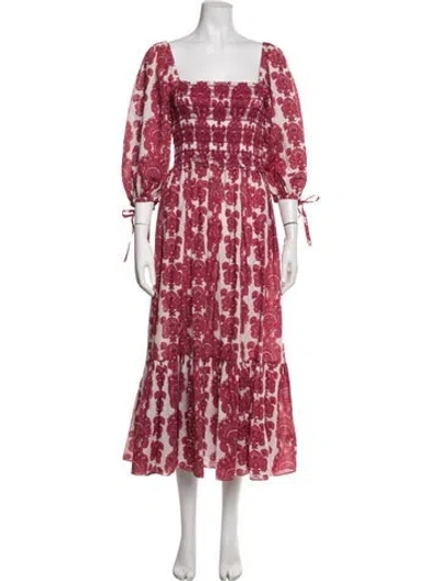 Pre-owned Cara Cara Paisley Print Midi Length Dress In White