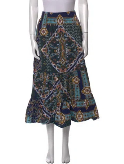 Pre-owned Cara Cara Paisley Print Midi Length Skirt In Blue