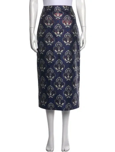 Pre-owned Cara Cara Paisley Print Midi Length Skirt In Blue