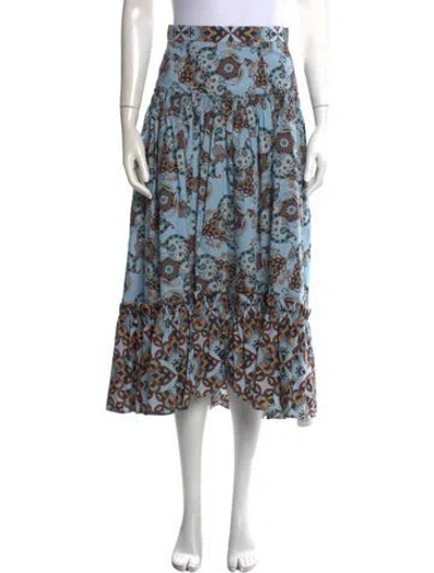 Pre-owned Cara Cara Paisley Print Midi Length Skirt In Blue