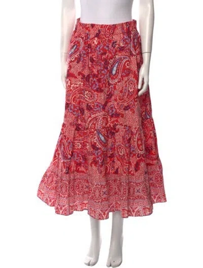 Pre-owned Cara Cara Paisley Print Midi Length Skirt In Red