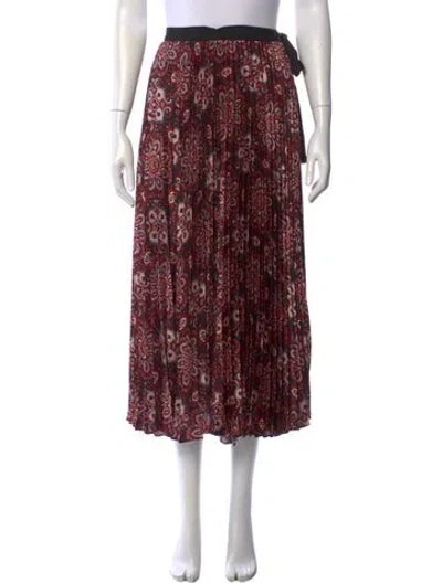 Pre-owned Cara Cara Paisley Print Midi Length Skirt In Red