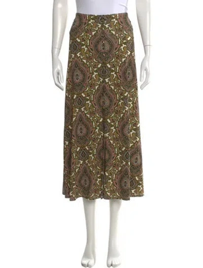 Pre-owned Cara Cara Paisley Print Midi Length Skirt W/ Tags In Green