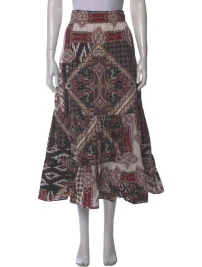 Pre-owned Cara Cara Paisley Print Midi Length Skirt In White