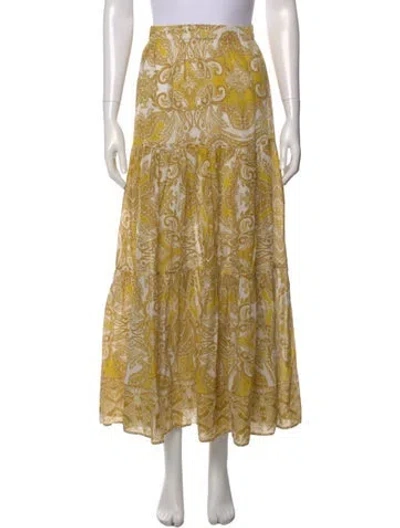 Pre-owned Cara Cara Paisley Print Midi Length Skirt In Yellow