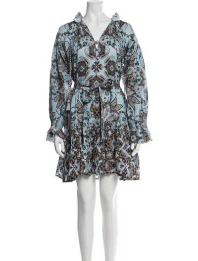 Pre-owned Cara Cara Paisley Print Mini Dress In Blue