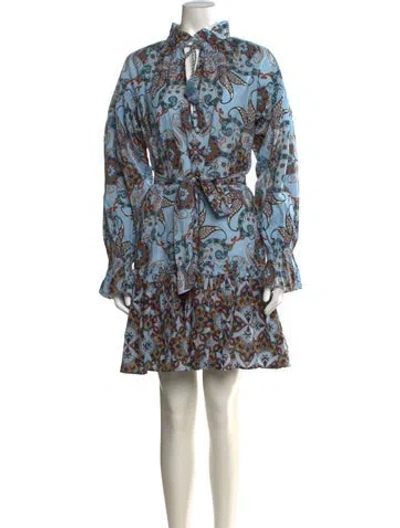 Pre-owned Cara Cara Paisley Print Mini Dress In Blue