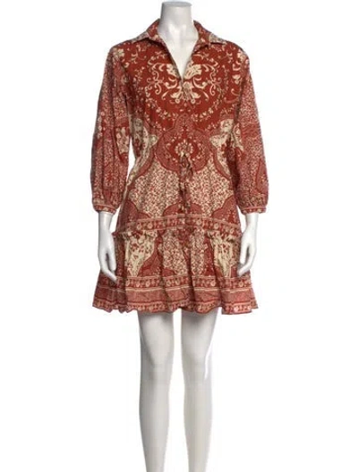 Pre-owned Cara Cara Paisley Print Mini Dress In Orange