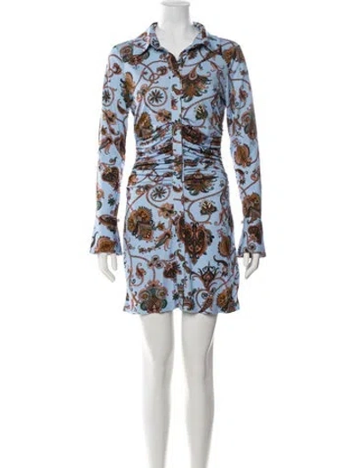 Pre-owned Cara Cara Paisley Print Mini Dress W/ Tags In Blue