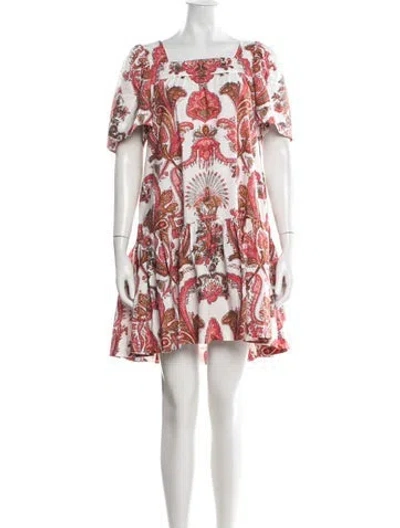 Pre-owned Cara Cara Paisley Print Mini Dress In White