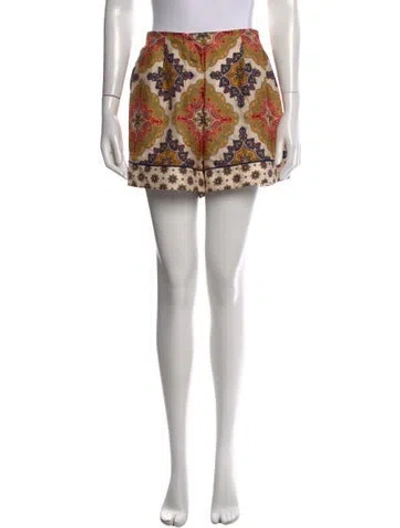 Pre-owned Cara Cara Paisley Print Mini Shorts W/ Tags In Yellow