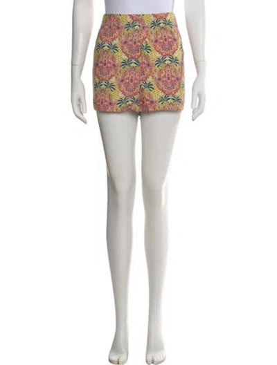 Pre-owned Cara Cara Paisley Print Mini Shorts In Yellow