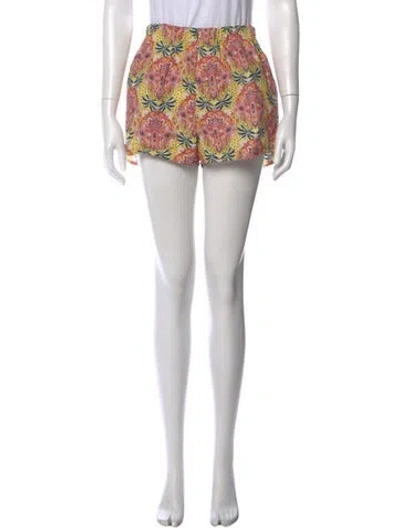 Pre-owned Cara Cara Paisley Print Mini Shorts In Yellow