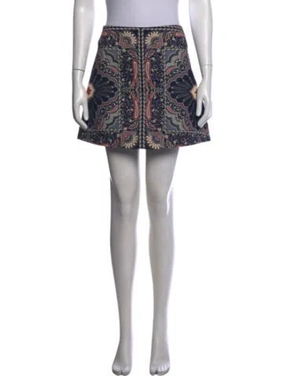 Pre-owned Cara Cara Paisley Print Mini Skirt In Black