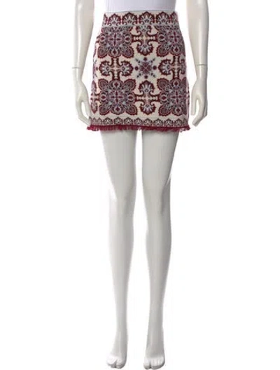 Pre-owned Cara Cara Paisley Print Mini Skirt W/ Tags In Red