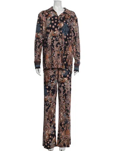 Pre-owned Cara Cara Paisley Print Pant Set In Blue