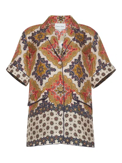 Cara Cara Paisley-print Short-sleeve Top In Brown