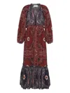 Cara Cara Paisley-print Tiered Midi Day Dress In Red