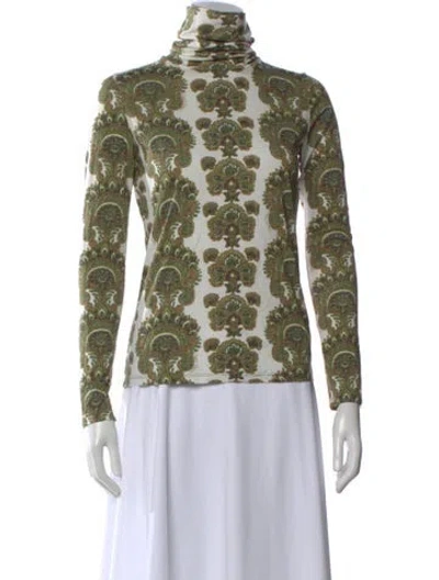 Pre-owned Cara Cara Paisley Print Turtleneck Top In Multi