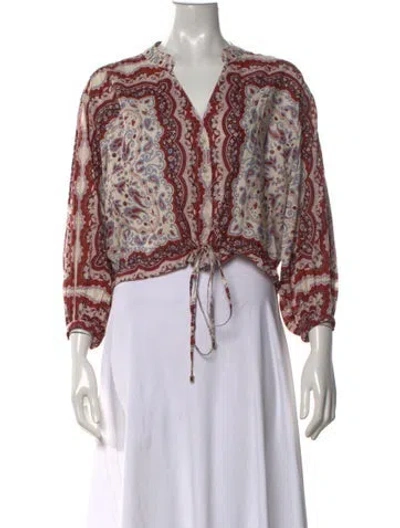 Pre-owned Cara Cara Paisley Print V-neck Blouse In Multicolor