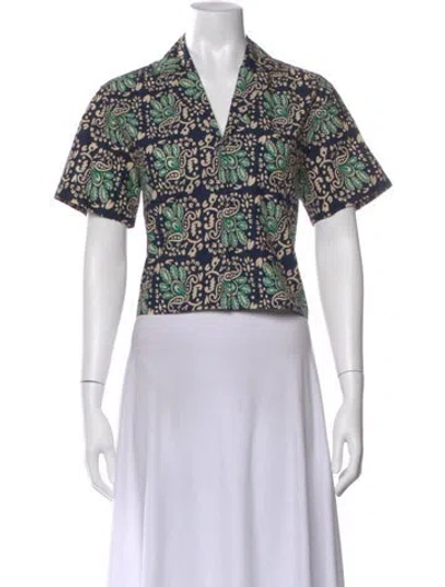 Pre-owned Cara Cara Paisley Print V-neck Top In Multi