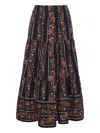Cara Cara Paisley Tiered Skirt In Black