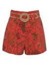Cara Cara Palmer Paisley-print Belted Shorts In Red