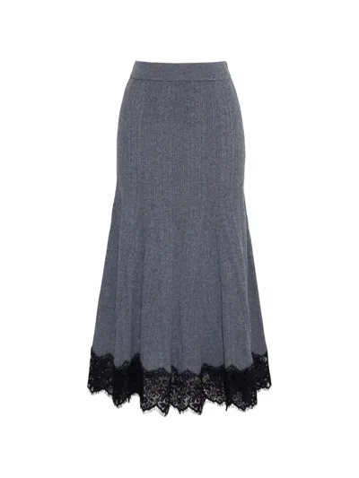 Cara Cara Parisa Lace-trim Midi Skirt In Gray