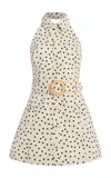 Cara Cara Parker Polka-dot Cotton Mini Halter Shirt Dress In Multi
