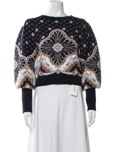 Pre-owned Cara Cara Patterned Crew Neck Sweater In Blue