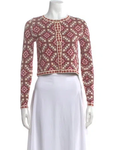 Pre-owned Cara Cara Patterned Crew Neck Sweater In Pink