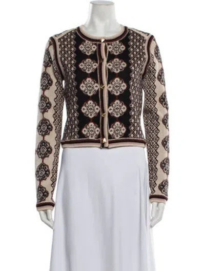 Pre-owned Cara Cara Patterned Crew Neck Sweater In White