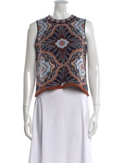 Pre-owned Cara Cara Patterned Crew Neck Top In Multi