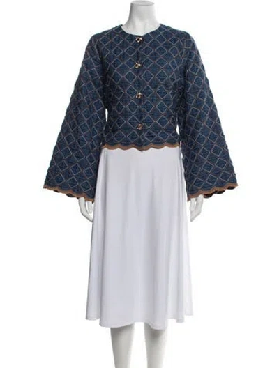 Pre-owned Cara Cara Patterned Jacket In Blue