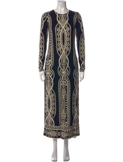 Pre-owned Cara Cara Patterned Long Dress In Blue