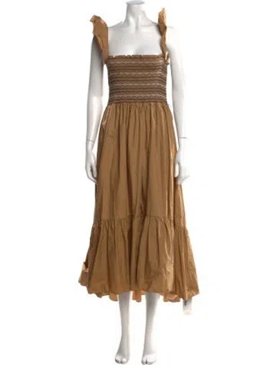 Pre-owned Cara Cara Patterned Long Dress In Neutral