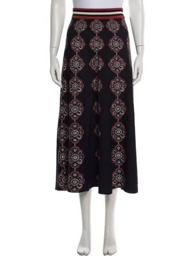 Pre-owned Cara Cara Patterned Long Skirt In Blue