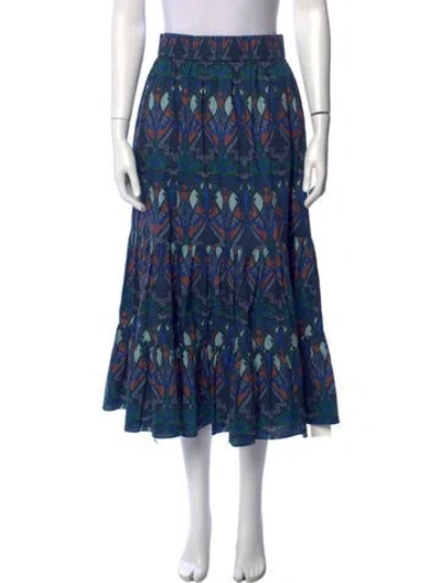 Pre-owned Cara Cara Patterned Long Skirt In Green