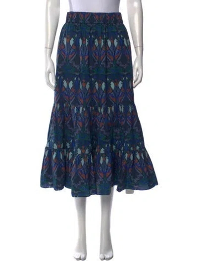 Pre-owned Cara Cara Patterned Long Skirt In Green