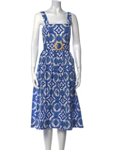 Pre-owned Cara Cara Patterned Midi Length Dress In Blue