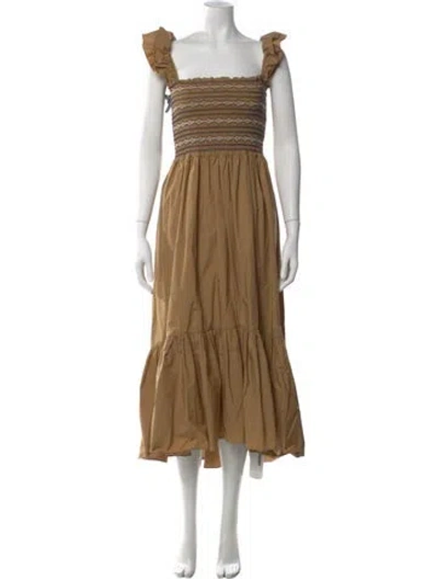 Pre-owned Cara Cara Patterned Midi Length Dress In Neutral
