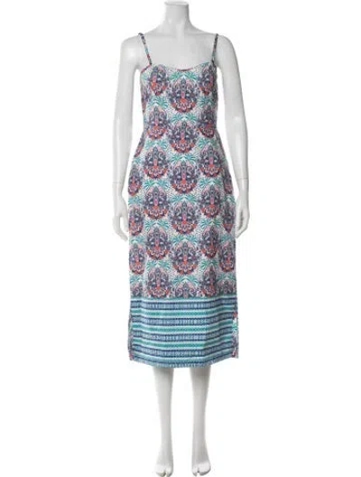 Pre-owned Cara Cara Patterned Midi Length Dress W/ Tags In Blue