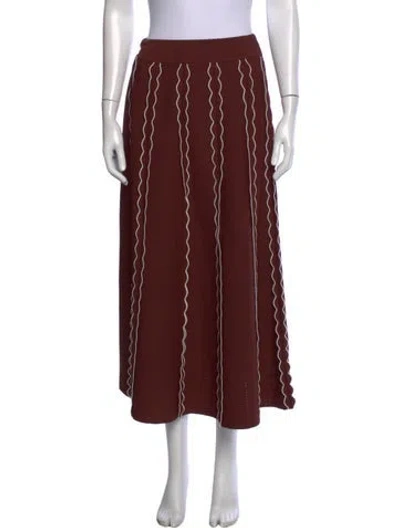 Pre-owned Cara Cara Patterned Midi Length Skirt W/ Tags In Brown