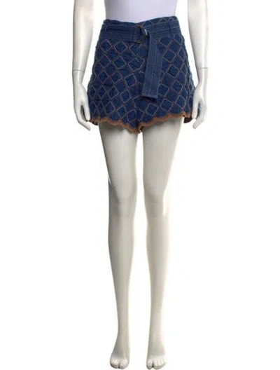 Pre-owned Cara Cara Patterned Mini Shorts In Blue