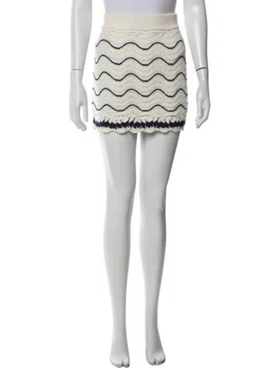 Pre-owned Cara Cara Patterned Mini Skirt In White